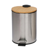 Bamboo Lid Pedal Bin with Inner Bin 5L for Household Use Square Shape