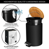 Bamboo Bin with Foot Step Pedal Waste Bin Stainless Steel Waste Bin