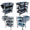 China Heavy Duty 3 Tier Plastic Hotel Folding Dining Food Serving Cart Trolley for Restaurant