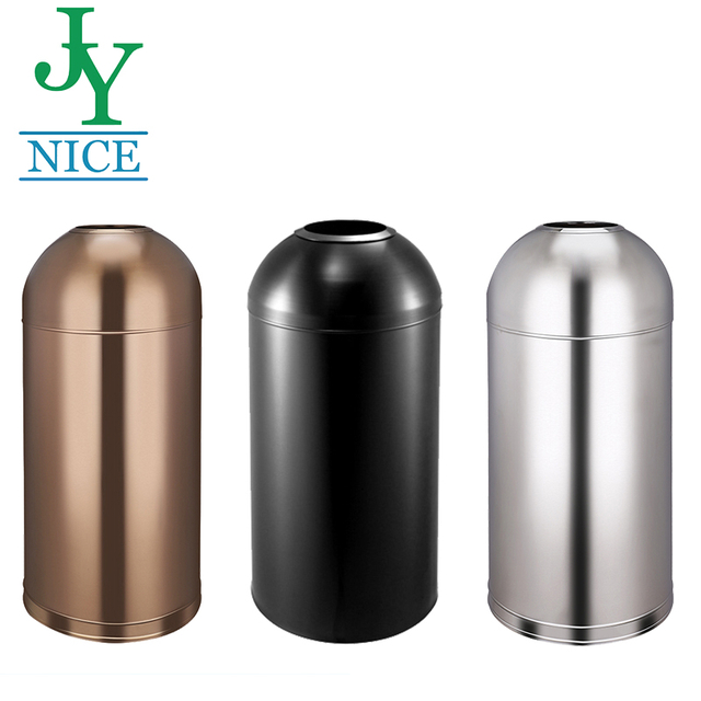 Compass Open Top Bin Lobby Trash Can Hotel Stainless Steel Push Bin