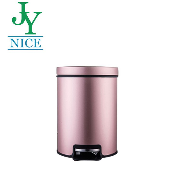 Pink Indoor Eco Friendly Metal Trash Can with Lid High Quality Commercial Office Stainless Steel Pedal Dustbin