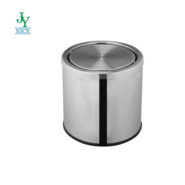 Stainless Steel Desk Side Trash Bin Countertop Waste Can With Swing Lid