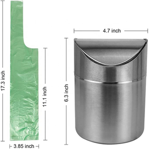 2021 New Mini Desktop Bin Stainless Steel Swing Lid Trash Can Set 1.5 L / 0.40 Gal