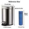 Stainless Steel Round Trash Can with Pedal 8 Liter, Office Waste Paper Bin Home Garbage Bin Kitchen Waste Bin