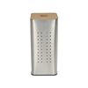 60L Square Shape Household Essentials Basket Metal Laundry Hamper - Breathable And Wood Lid - Iron