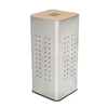 60L Square Shape Household Essentials Basket Metal Laundry Hamper - Breathable And Wood Lid - Iron