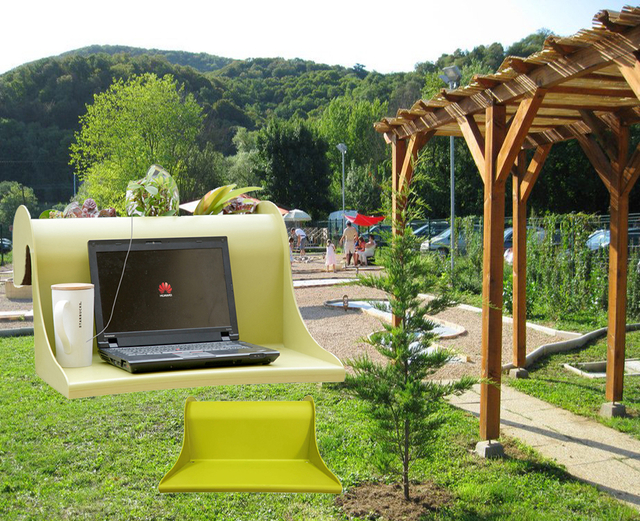 American ABS PP Hanging Balcony Table Green Red Yellow Outdoor Coffee Break Environmental Non-toxic Working Deck