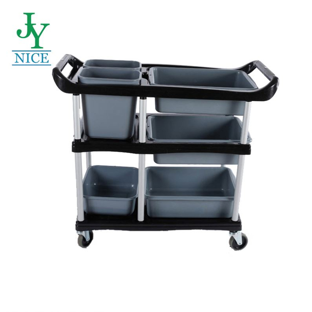 victualing house stainless steel dish caddy with bucket hotel Service Cleaning plates dishes collect trolley