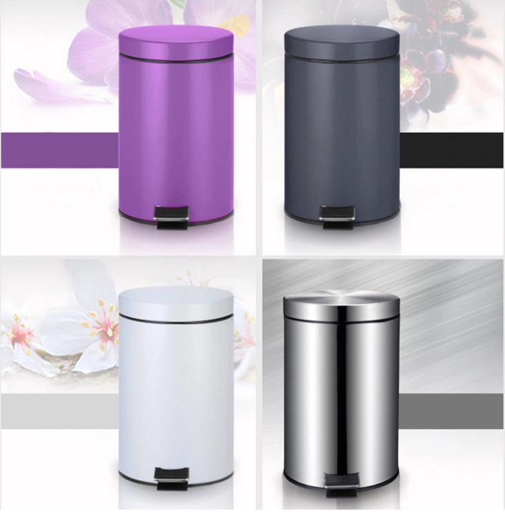 wood bathroom trash can with lid