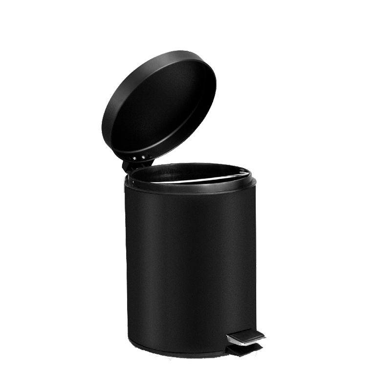 black bathroom trash can