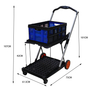 Double Decker Foldable Cart Portable Market Folding Trolley Collapsible Shopping Cart With Storage Crate