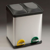 Double Bin Trash Can with Foot Step Pedal Waste Bin Stainless Steel Waste Bin