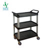 Heavy Duty 3 Tier folding service cart with wheels Hospital supermarket lobby Cleaning hand pull plastic Trolley