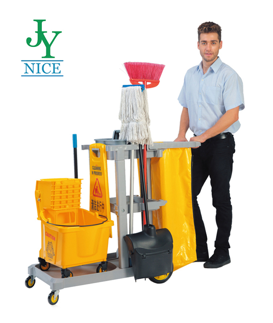 Hotel Hospital Plastic Cleaning Janitorial Cart Housekeeping Trolley