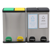 Outdoor Double Bin Trash Can with Foot Step Pedal Waste Bin Cabinet Kitchen