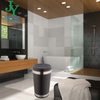 35L Customizable Bathroom Dirty Laundry Hamper with PU Leather Lid Home House Stainless Steel Round Kids Laundry Bin