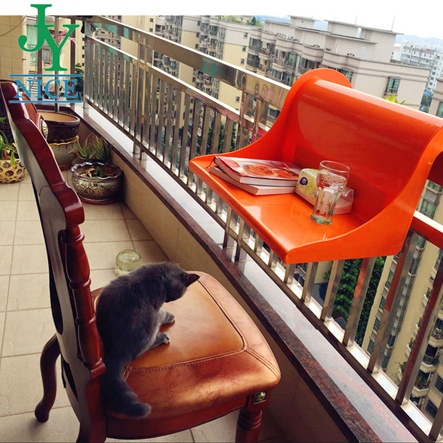 Hot Sale Plastic Coffee Table Patio Balcony Porch Railing Hanging Serving Table Outdoor Garden Railing Desk