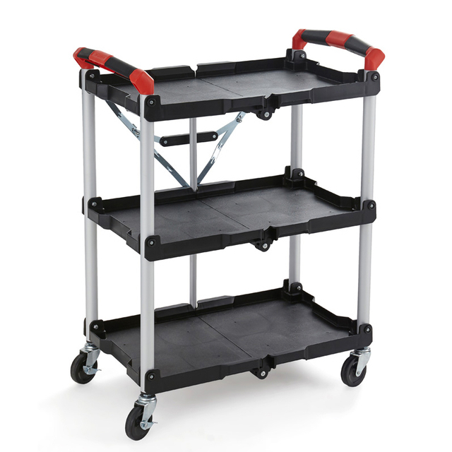 Wholesale 3 Tiers Plastic Restaurant Servicing Cart Food Servicing folding Trolley Cart for Hotel