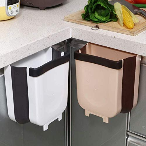 Foldable Plastic Car Bathroom Waste Basket White Kitchen Cabinet