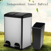 Industrial Foot Pedal Recyclable Iron Garbage Can Office Trash Can 30L 40L Square Stainless Steel Double Compartment Waste Bin